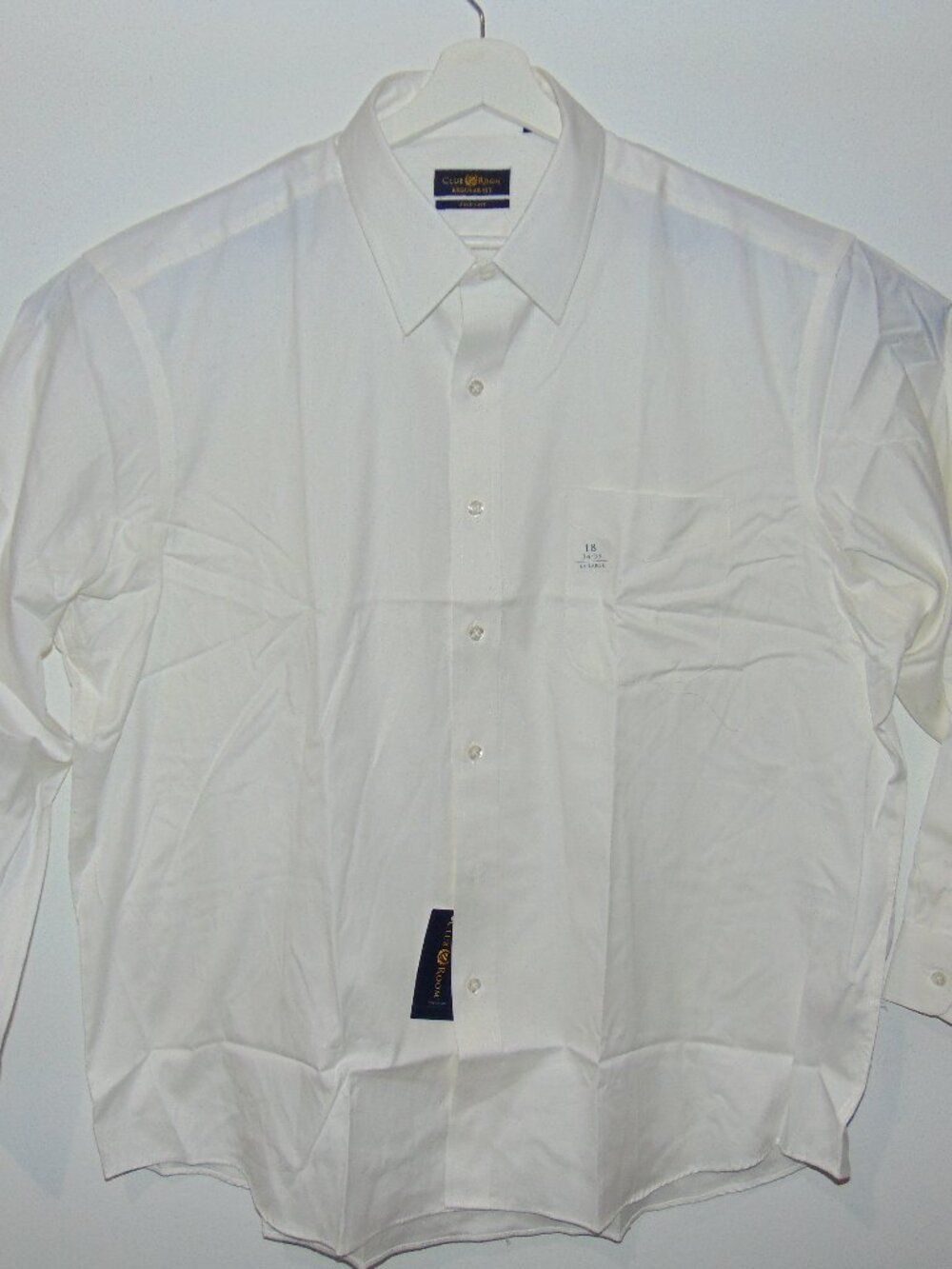 New Club Room Dress Shirt MenS XXL 18 34-35 White Stretch Regular Fit